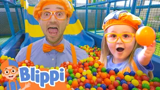 Blippi and Layla's Ball Pit Playtime at the Indoor Playground | Blippi - Learn Colors and Science