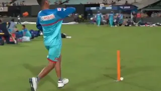 Sandeep Lamichhane hitting the stumps in net practice... Getting ready for Ipl 2020