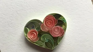 QllArt | Quilling heart with roses | Контурный квиллинг |  Сердце с розами