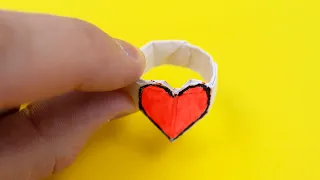 A4 paper heart ring - origami without glue and without scissors
