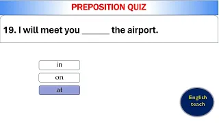 English grammar | Learn English | Preposition quiz with answers