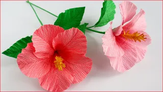 🌺Hibiscus Paper Flower🌺Crepe Paper Flower Making/HandMade