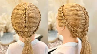 French Braid on Front and Two Dutch braid on Back for Beginners Hairstyle|Unique Hairstyle for girls