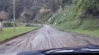 Estrada da Ribeira Quente após a derrocada