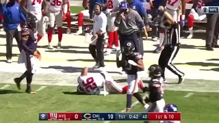 Saquon Barkley finds a hole to rush for 11-yard gain before getting injured,Week 2 vs Bears