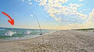 Surf fishing for pompano on the Alabama Gulf Coast