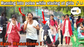 Running into Poles🤣while staring at 😍Girl's || Epic Reactions || Prank TV ||