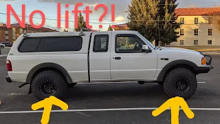 How BIG OF TIRES can you fit with NO LIFT | Ford Ranger