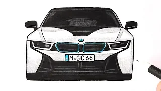 How to draw a BMW i8 car