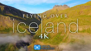 FLYING OVER ICELAND (4K) 1HR Ambient Drone Film + Music by Nature Relaxation™ for Stress Relief