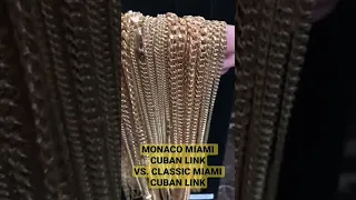 10k 14k Monaco Miami Cuban link vs classic Miami Cuban chain necklaces, real gold jewelry chains