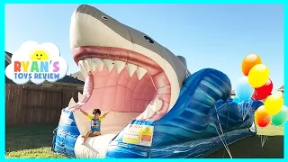 GIANT INFLATABLE SHARK WATER SLIDE FOR KIDS