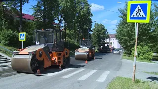 Ремонт дорожного полотна улицы Гагарина и укос травы