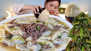 ASMR 너무 맛있잖아요🥹 불고기만둣국 🍚밥말아먹기 고추김치 리얼먹방 :) Bulgogi dumpling soup, red pepper kimchi MUKBANG