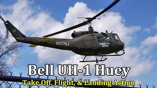 Bell UH-1 Iroquois "Huey" Helicopter || Take Off, Flight, & Landing Action