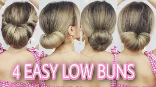 4 PERFECT LOW BUN HAIRSTYLES 🍓 Medium & Long Hairstyles