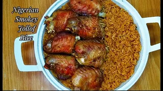 How To Make Nigerian Smokey Party Jollof Rice.  Without Using Firewood. Tested& Trusted Recipe.