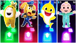 Oddbods Bubbles vs Sheriff Labrador vs Baby Shark dance vs Cocomelon | Tiles Hop EDM Rush