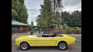 1965 Ford Mustang Convertible 289 V8 C4 Automatic PS AC Yellow with Black Power Top - SOLD -