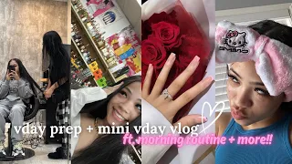 vlog: vday prep (hair, wax, lashes, outfit), morning routine, club, + more!!