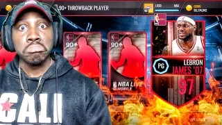 THROWBACK PACK OPENING & 97 OVR LEBRON JAMES! NBA Live Mobile 16 Gameplay Ep. 118