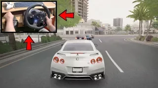 Forza Horizon 3 Driving Nissan GT-R (Steering Wheel + Shifter) No HUD Gameplay