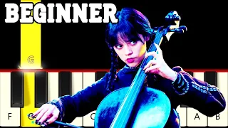 Wednesday Plays The Cello - Paint it Black (Rolling Stones)- Easy and Slow Piano tutorial - Beginner