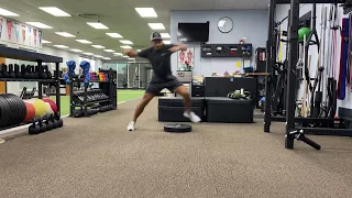 Band resisted quick feet over plate + speed skater return