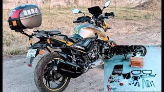 LLUVIA INDUSTRIES - DETAILED VIDEO /  TOURING SETUP WITH SADDLE STAY & TOP RACK / TVS Apache 200