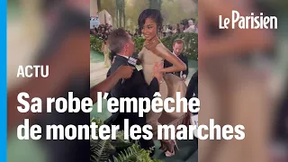 Met Gala : impossible de monter les marches pour Tyla et sa robe en sable