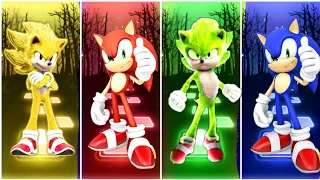 Super Sonic yellow vs knuckles vs Sonic Green vs Super Sonic Exe || TILES HOP EDM RUSH