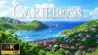 FLYING OVER CARIBBEAN SEA (4K Video UHD) - Soothing Music With Beautiful Nature Video For Relaxation