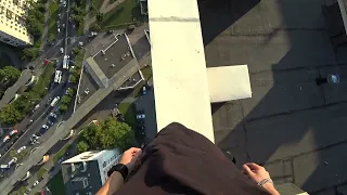 Raw POV video of a fall from the roof 25th floor. Failed parkour.