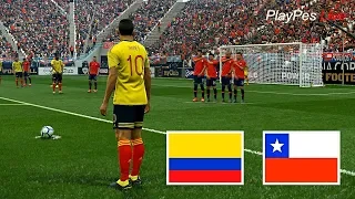 PES 2019 - COLOMBIA vs CHILE - Full Match & JAMES RODRIGUEZ Free Kick Goal - PC Gameplay FHD