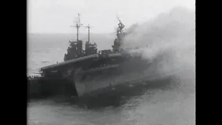Footage from USS Pittsburgh (CA-72) of the attack on USS Franklin (CV-13) and rescue.