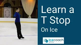 Easy Way of Stopping on Ice for Beginners (T-Stop)! Ice Skating Lesson by Ice Coach Online!
