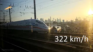 2023 High speed German ICE train 322 km/h vs. cars on highway  - Kinga visits Paris