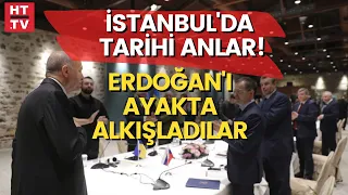 İstanbu'da tarihi görüntüler! Erdoğan'ı, konuşması bittikten sonra ayakta alkışladılar