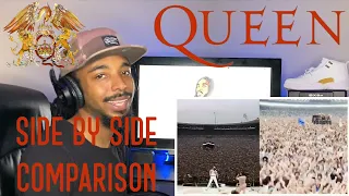 FULL Queen at LIVE AID Side By Side Comparison with Rami Malek (Bohemian Rhapsody 2018) [Reaction]
