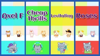 Tiles Hop Duet Cats - Axel F | Cheap Thrills | Levitating | Roses