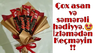 Şokolad buketi hazırlanması / Şokoladlardan hər kəsin sevdiyi maraqlı hədiyyə😍/DIY Chocolate bouquet