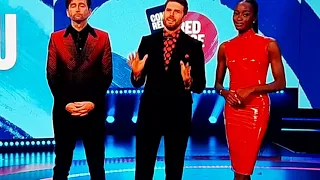 Comic Relief Presenter's Outfits AJ's Red Latex Dress 2023