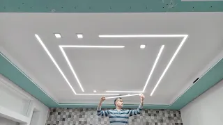 The method of inlaying a led profile with a gypsum board ceiling