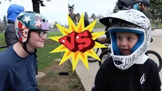 GAME OF BIKE! 7 Yr Old Caiden VS 15 yr Old and friends!