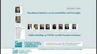 Public Briefing : Premier on the COVID-19 Pandemic  (Teleconference) 01/12/2020