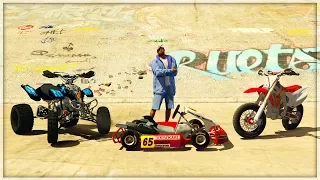 GTA 5 MODS - CRAZY STUNT HANDLING MOTORBIKES - HONDA CRF450R, RAPTOR 350 & GO-KARTS (GTA V PC MODS)