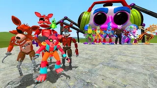 ALL GLAMROCK FOXY 1-9 VS ALL FNAF SECURITY BREACH ANIMATRONICS In Garry's Mod!