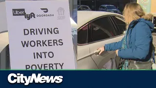 Toronto ride-share drivers join strike and protests calling for better pay