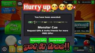 HOW TO GET FREE MONSTER CUE||8 BALL POOL|| t's gaming