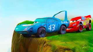 LIGHTNING MCQUEEN vs KING DINOCO vs GIANT CLIFF-ROCK! Pixar Cars